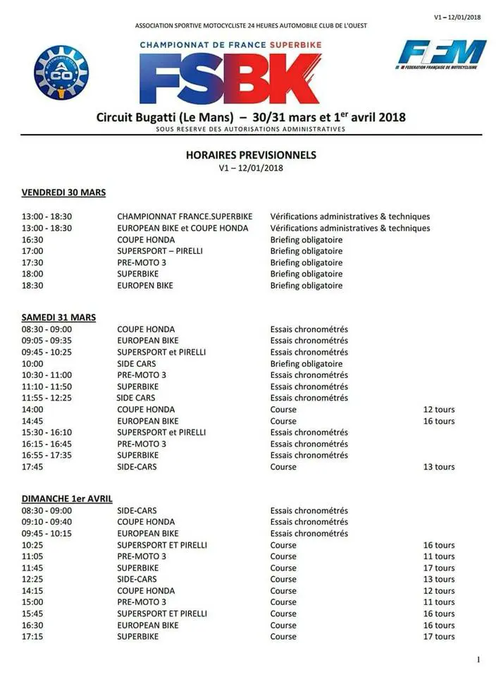 fsbk le mans 2018